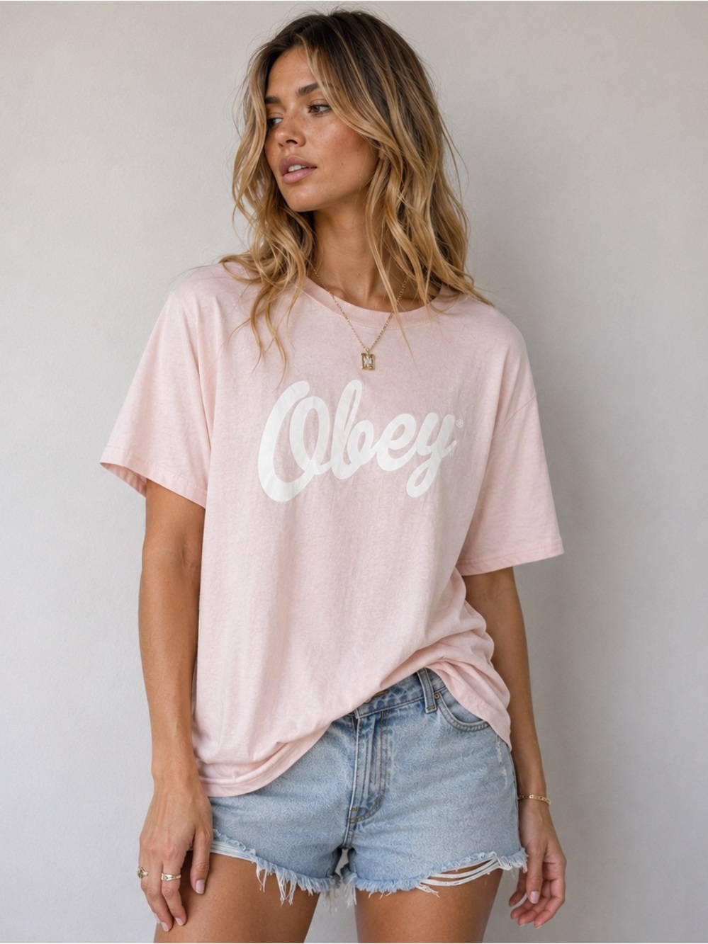 Obey Pink Script Logo T-Shirt